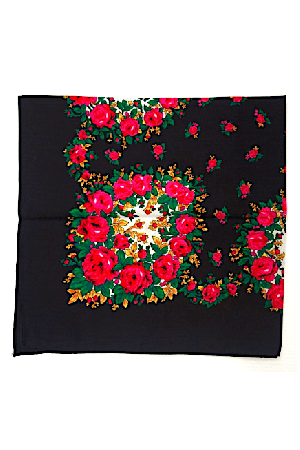 23 Wool Kerchief Flowers # 1 Black