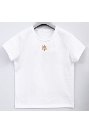 27 T-shirt Women's Embroidered White Tryzub-S