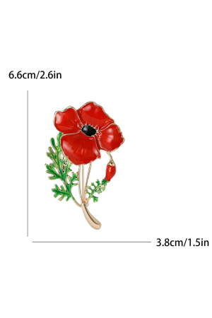 25 Brooch Red Poppy