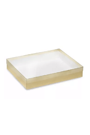 Gift box Clear Lid with Gold Base - 10"x7" x 2"