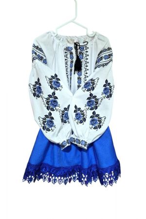 Girl Set Blouse & skirt blue 10-11y #1