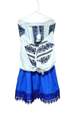 Girl Set Blouse & skirt blue 10-11y #2