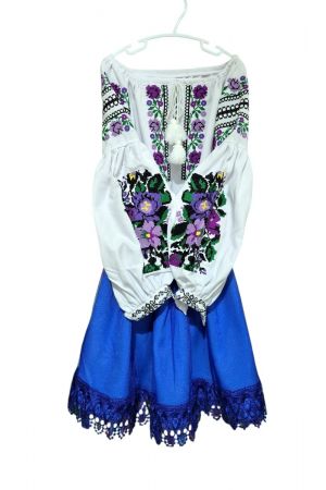 Girl Set Blouse & skirt blue 10-11y