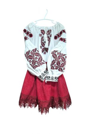 Girl Set Blouse & skirt red 5y