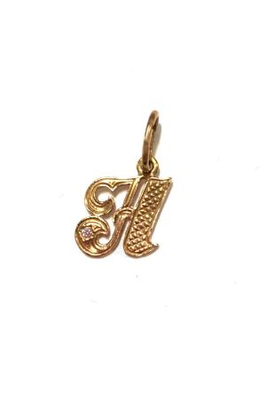 23 Gold Ukrainian Letter Charm / Pendant Підвіска золота Буква Н