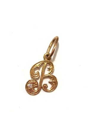 23 Gold Ukrainian Letter Charm / Pendant Підвіска золота Буква В