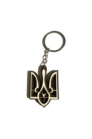 Keychain Wooden Tryzub 
