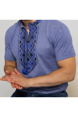 Men's Embroidered T-shirt Чоловіча Вишиванка Джинс з синім