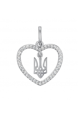  Pendant Tryzub Тризуб в серці Silver & Zirconia