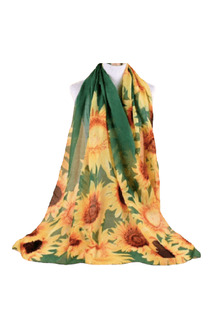23 Scarf Sunflowers Green
