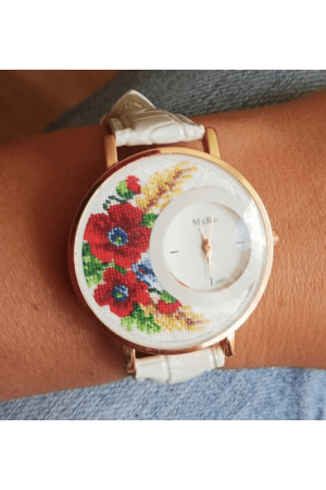 Watch Micro Embroidery Годинник Маки i Пшениця