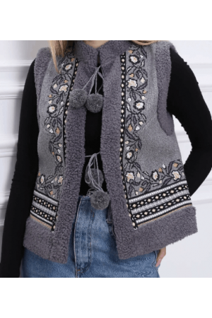 Women's Embroidered Vest Вишитий Жилет Сірий